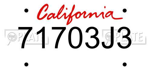 71703J3 California License Plate