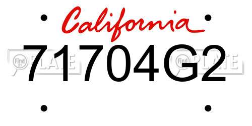 71704G2 California License Plate