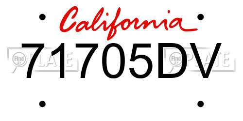 71705DV California License Plate