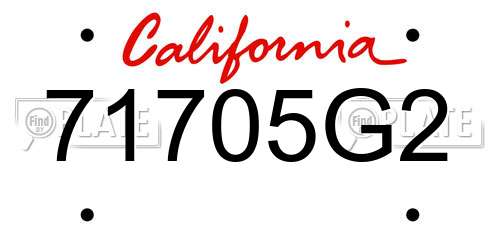 71705G2 California License Plate