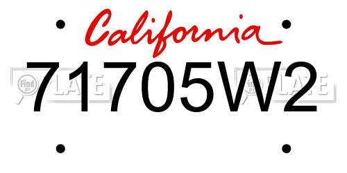 71705W2 California License Plate