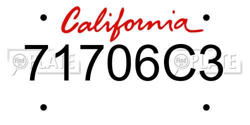 71706C3 California License Plate
