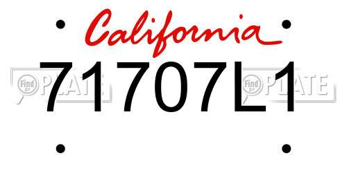 71707L1 California License Plate