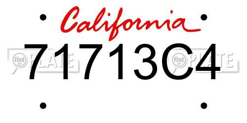 71713C4 California License Plate