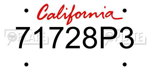 71728P3 California License Plate