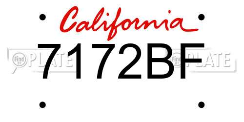 7172BF California License Plate