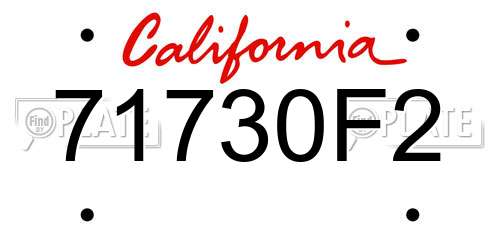71730F2 California License Plate