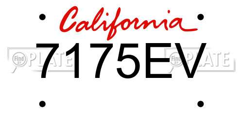 7175EV California License Plate