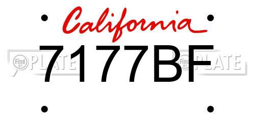 7177BF California License Plate