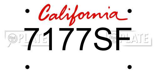 7177SF California License Plate