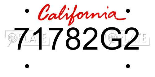 71782G2 California License Plate