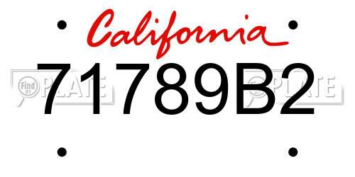 71789B2 California License Plate