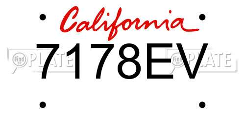 7178EV California License Plate
