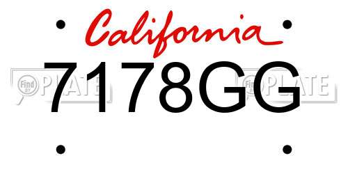 7178GG California License Plate