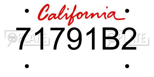 71791B2 California License Plate