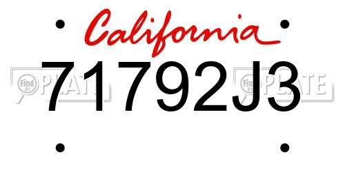 71792J3 California License Plate