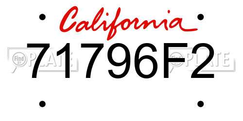 71796F2 California License Plate
