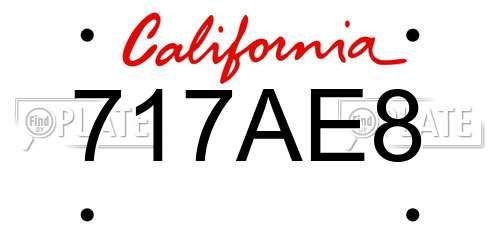 717AE8 California License Plate