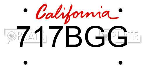 717BGG California License Plate
