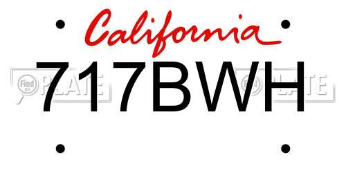 717BWH California License Plate