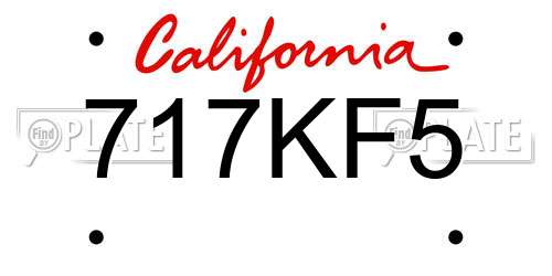 717KF5 California License Plate