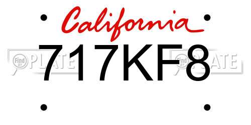 717KF8 California License Plate