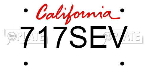 717SEV California License Plate