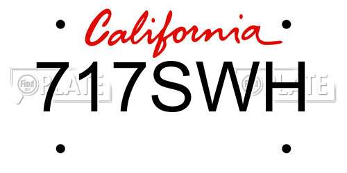 717SWH California License Plate