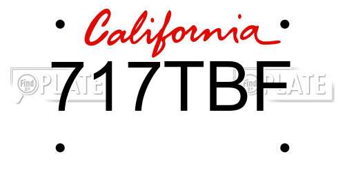 717TBF California License Plate