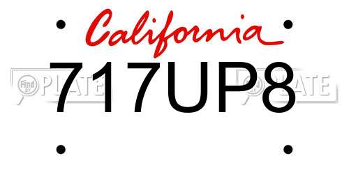 717UP8 California License Plate