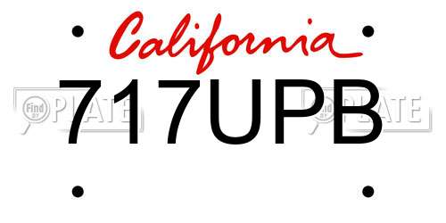 717UPB California License Plate