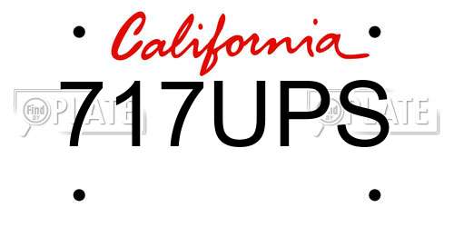 717UPS California License Plate