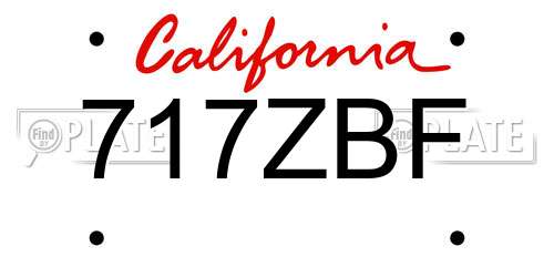 717ZBF California License Plate