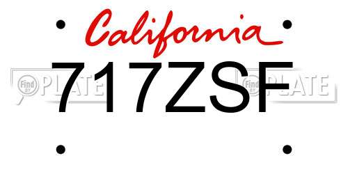 717ZSF California License Plate