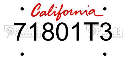 71801T3 California License Plate