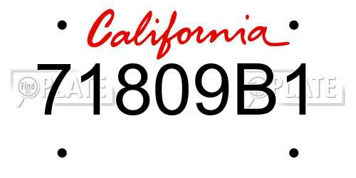 71809B1 California License Plate