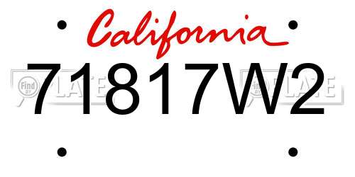 71817W2 California License Plate