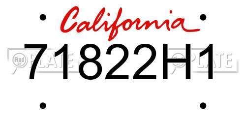 71822H1 California License Plate