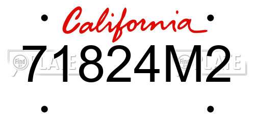 71824M2 California License Plate