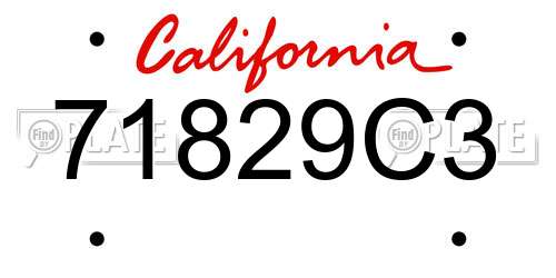 71829C3 California License Plate