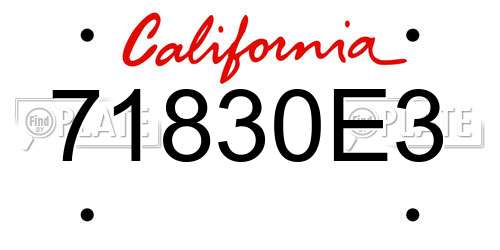71830E3 California License Plate