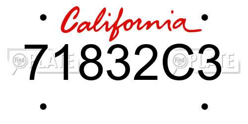 71832C3 California License Plate