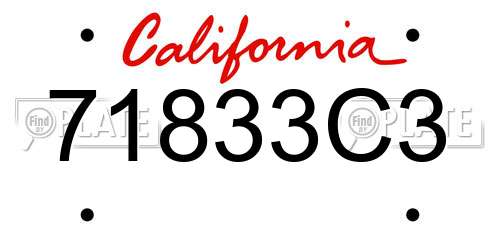71833C3 California License Plate