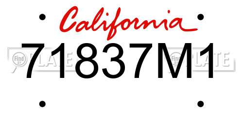 71837M1 California License Plate