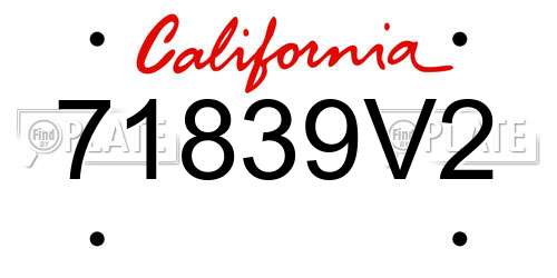 71839V2 California License Plate