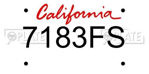 7183FS California License Plate