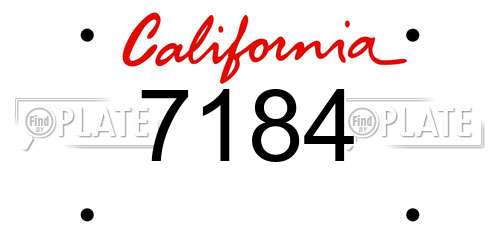 7184 California License Plate