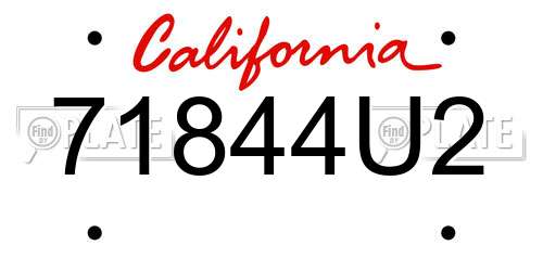 71844U2 California License Plate