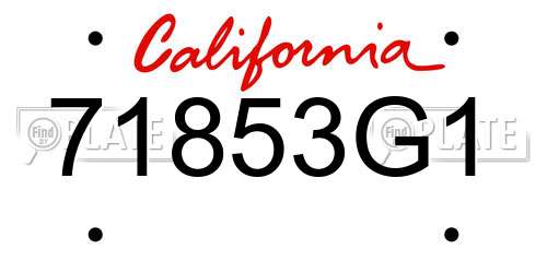71853G1 California License Plate