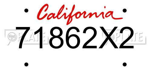 71862X2 California License Plate